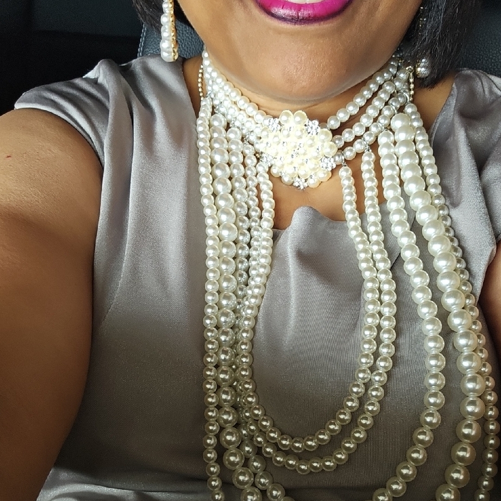 White Multi-Strand Pearl Necklace Elegant Jewelry